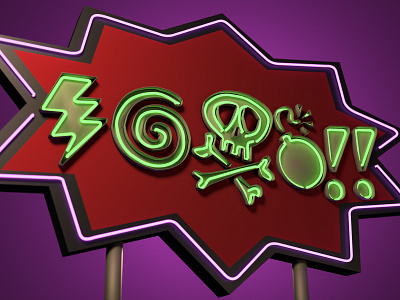 Curses! 3d 3dart b3d blender design illustration neon retro type typography