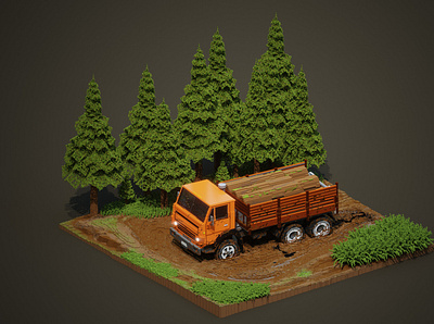 KAMAZ Truck 3d blocky graphic design illustration kamaz magicavoxel pixel pixel3dart pixelart pixelart3d truck voxel voxelart