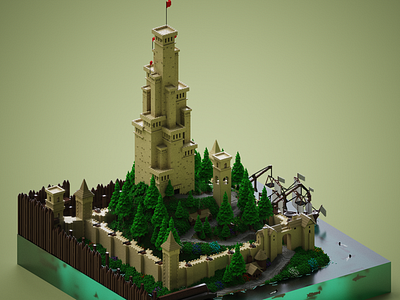 Baltso Fortress 3d blocky castle design graphic design illustration logo magicavoxel pixelart pixelart3d voxel voxel3dart voxelart