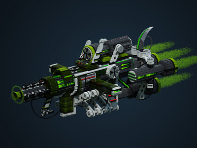 Toxic Voxel Ship 3d blocky design graphic design illustration magicavoxel pixelart pixelart3d ship space voxel voxelart voxelart3d