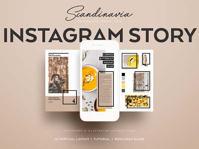 Scandinavia Instagram Story Template Pack illustrator instagram instagram story nordic photoshop scandinavian temples