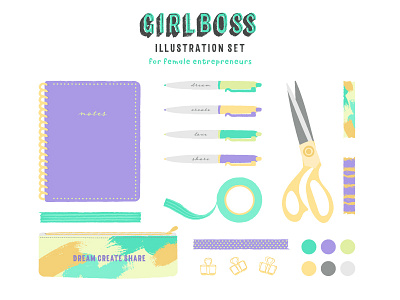 GIRLBOSS Illustration Set cute feminine illustration illustrator vector