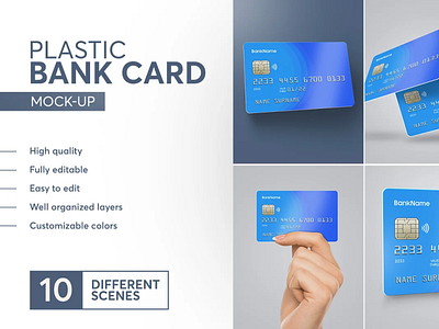 Realistic Plastic Bank Card Mock-up bank card card mokcup credit card mockup debit card mockup plastic card mockup