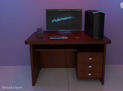 3D Desktop Setup 3d design graphic design