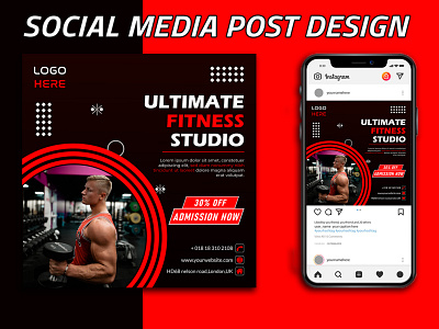 Fitness club social media post design | Facebook | Instagram adobe illustrator adobe photoshop design fitness c fiverr flyer graphic design gym ads design gym banner gym club gym fitness club gym post illustration logo post design