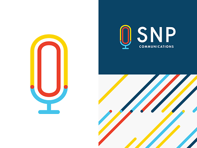 SNP Logo branding circles colorful communications fun line lockup logo microphone playful snp
