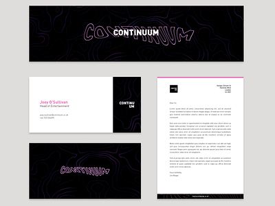 Continuum Branding + Stationery banner brand identity branding business card identity letter letterhead logo design pattern stationery type typography