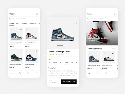 Shoes Shop App Design 3d adidas animation app branding concept graphic design illustration ios iphone minimalistic mobile modern motion graphics nike shoe simple sneakers ui ux