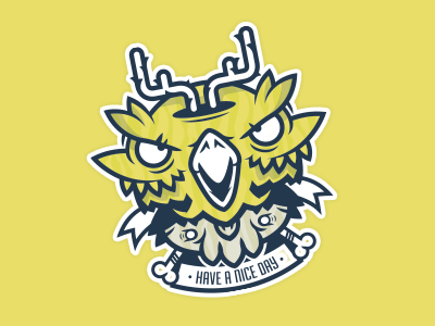 Owlskull animal bird eyes illustration layout owl skull stickers yellow
