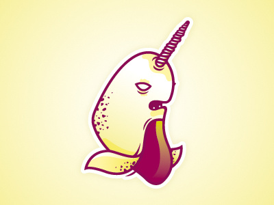 Narwhal animal cute fish illustration narwhal sea stickers unicorn yellow