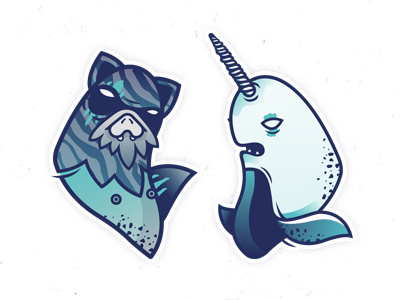 Bro team animal bat blue cute fish illustration narwhal sea souri stickers street unicorn