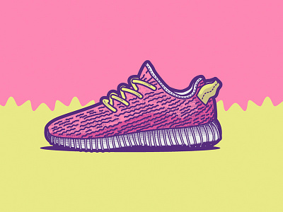 Yeezy adidas fashion illustration pink shoes sneaker yeezy yellow