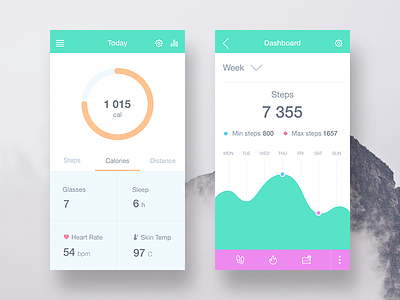 Fitness app design concept activties android animation art fitness flat clean simple heart rate visualization interface mobile ios iphone sketch sport tracker ui ux
