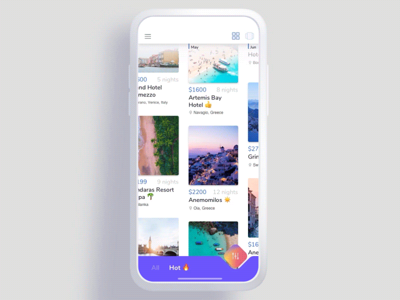 Travel App scroll travel interface mobile ui ux design sketch animation flat clean simple