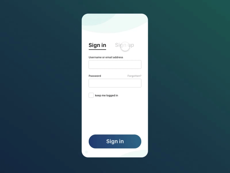 Sign in / Sign up page