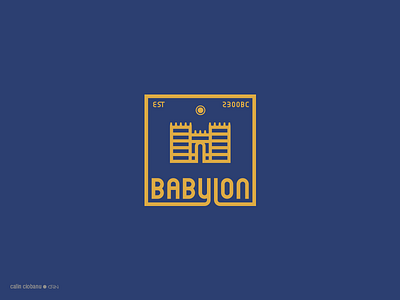 Babylon ancient city fortress gates geography iraq logo mark sun tourism