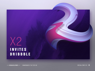 X2 Dribble Invite - Layout And Illustration 2 brand curvy illustration invitation invite layout minimal ui web winter