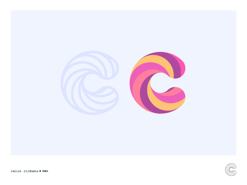 C for Candy brand color logo mark study symbol