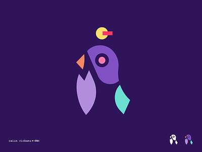 Bird, Sun & Man bird brand logo modern pastel symetric