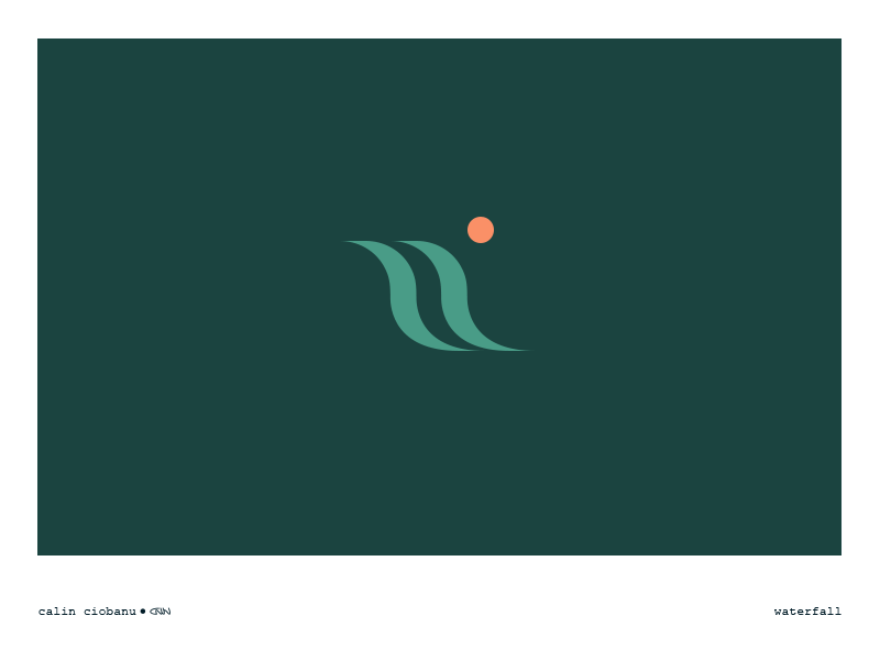 Waterfall brand branding design green grid icon iconography identity logo mark minimal nature sun symbol vector