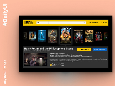 Daily UI challenge day 25 - TV App dailyuichallenge tvapp