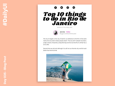 Daily UI Challenge day 35 - Blog Post dailyuichallenge