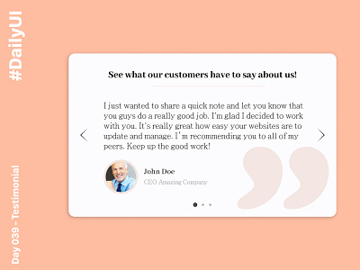 Daily UI Challenge day 39 - Testimonial dailyui dailyuichallenge