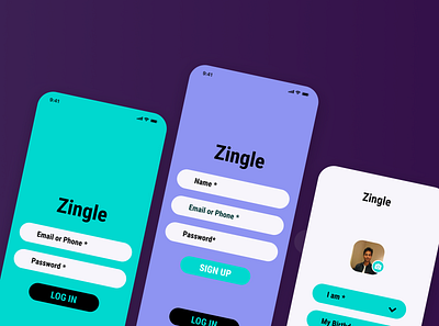 Zingle On-Boarding Screens app app ui login onboarding signup