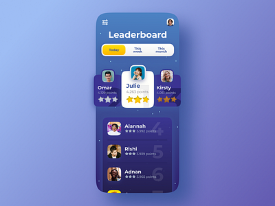 Leaderboard blue cute dailyui figma game interface game ui leaderboard mobile space stars ui ui design user interface ux ux ui