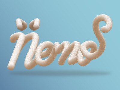 Nemo 3d effect cat cat design fur illustration realistic fur texture typography typography art web