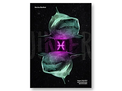 PISCES astrology digital art jinjer jinjer band modern art music poster neon photocomposition photoedit photoediting photomanipulation photoshop pisces poster poster art sharks underwater visual art visual artist