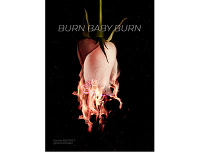BURN BABY BURN abstract art director concept editing editorial editorial design fire photo editing photo manipulation photo montage photography photoshop poster poster design rose typography visual art visual artist