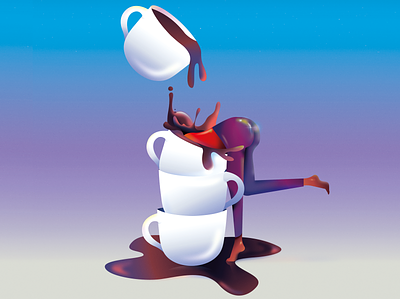 Four of cups ass butt coffee cups design illustration illustrator photoshop tarot vector wacom