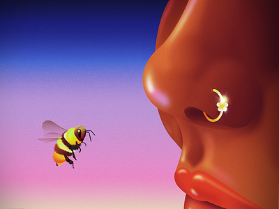 The Nose bee female girl grain illustration illustrator noise nose photoshop piercing vector wacom