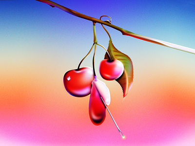 Popping the Cherry cherry fruit gradient illustration illustrator photoshop pop popping vector