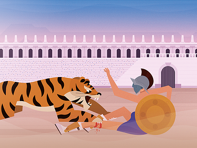 Gladiator arena bengal gladiator illustration illustrator rome tiger