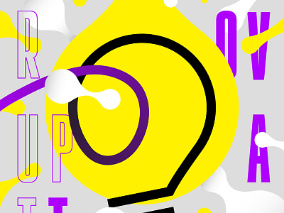 Poster for Event Series 2, Detail design dots lightbulb metaballs poster purple yellow