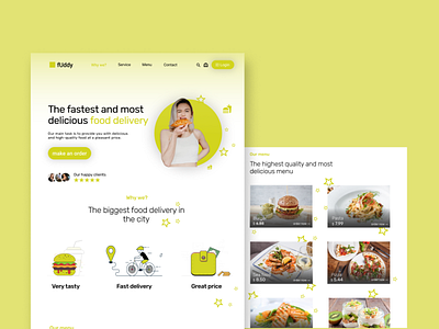 Landing page of delivery of food branding dailyui delivery design eat food fooddelivery graphic design icon illustration logo ui ux vector