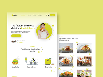 Landing page of delivery of food