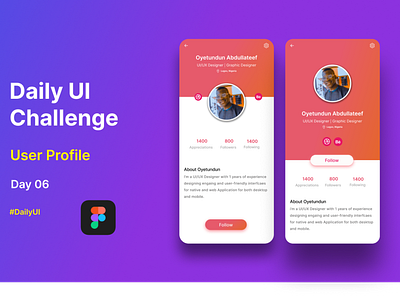 Day 06 (Daily UI Challenge) USER PROFILE app produc ui ux vector