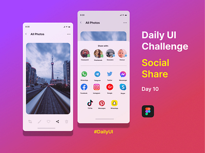 Day 10 (Daily UI Challenge) SOCIAL SHARE app illustration produc ui ux vector