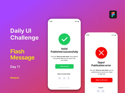 Day 011 (Daily UI Challenge) FLASH MESSAGE app design graphic design illustration produc ui ux