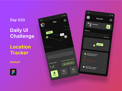 Day 020 Daily UI Challenge (Location Tracker) app design produc ui ux vector