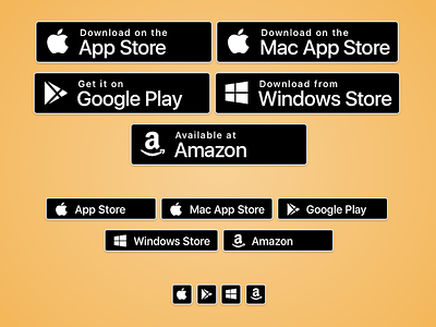 CSS App Store Badges amazon android app store badge button ios mac play store windows