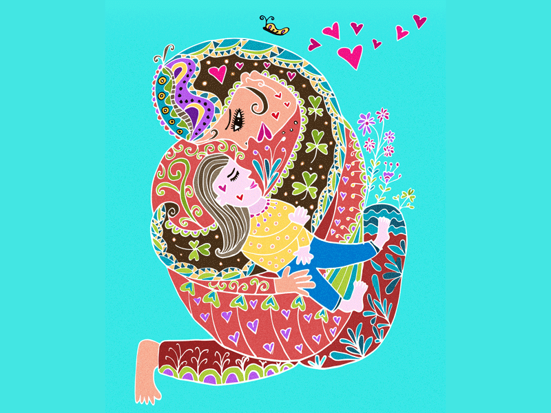 Mother's love children gif happy mothers day illustrator