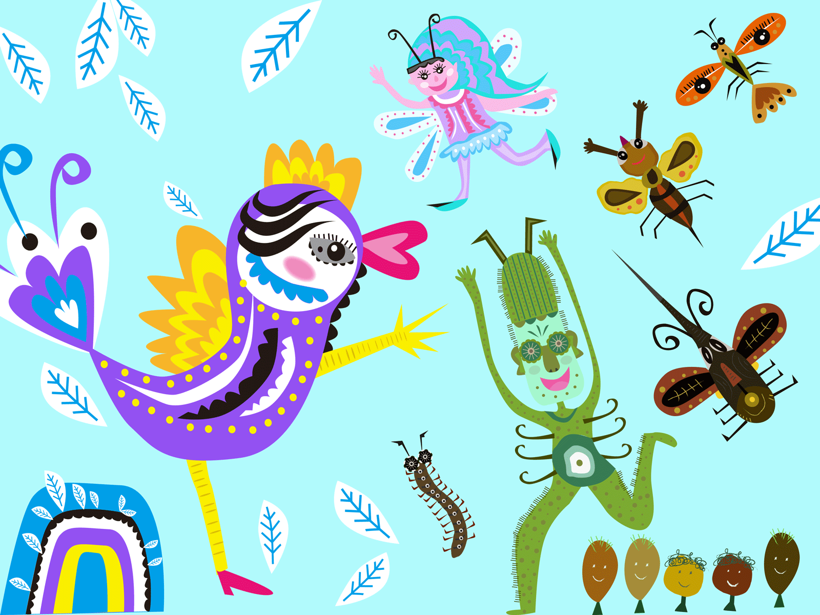 Happy party is coming soon bird gif illustration insect