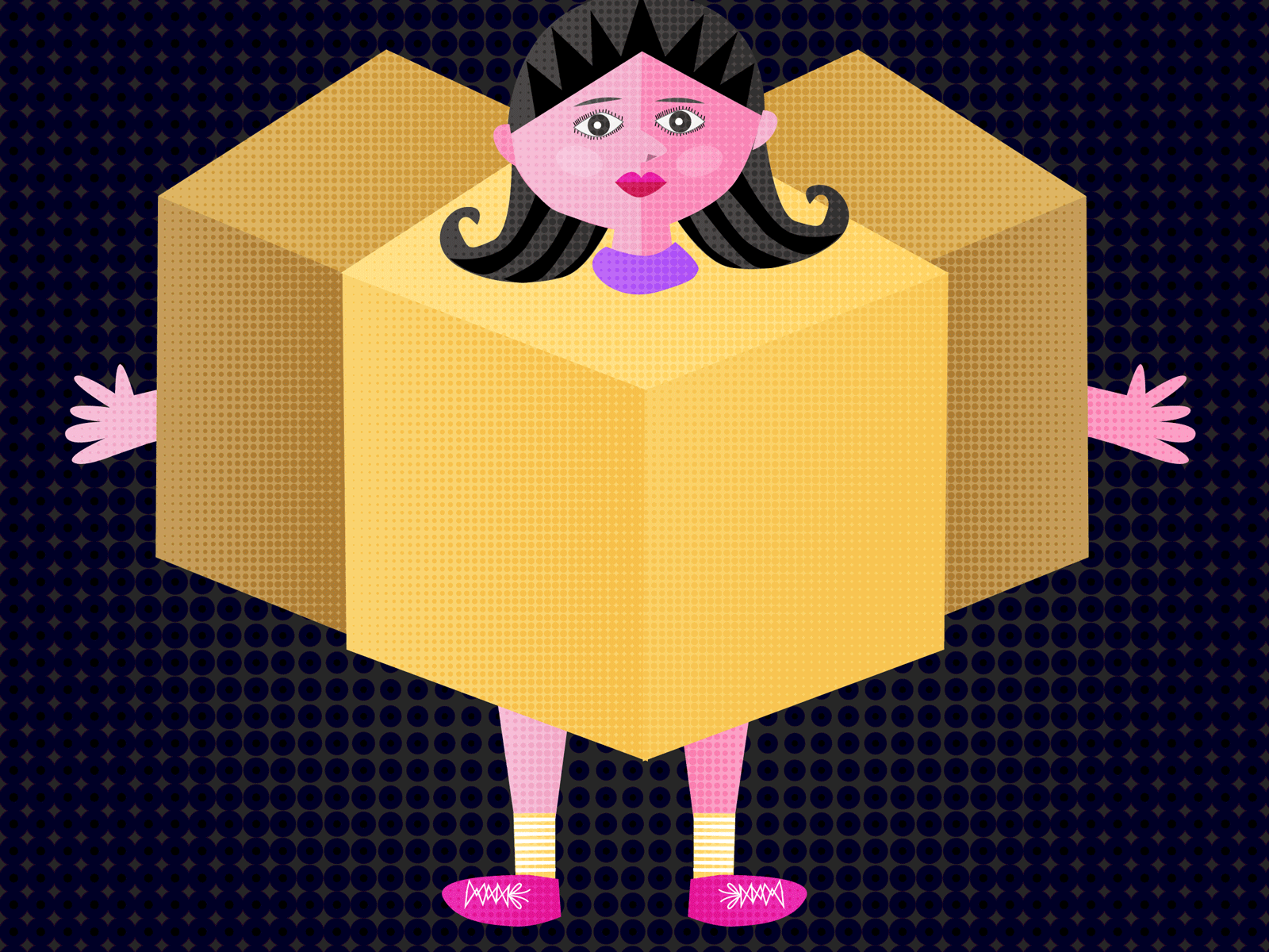 Secret base box gif girl illustration secret base