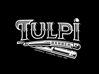 Tulpi the Barber barber barbershop branding design illustration lettering logo mark monogram design monogram logo typography vector