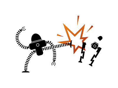 Obliterated! alien battle design fight flat graphic icon illustration mike waite robot robots science fiction silhouette tech technology toys