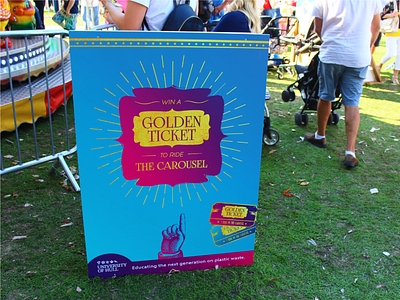 Win A Golden Ticket carnival carnival sign carousel design fairground funfair gold golden ticket poster signage typography